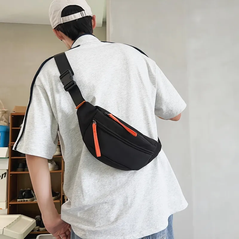 Yalu Nylon Sling Bag Unisex Ecru/Black/Orange Red/Khaki/Peacock Blue-9
