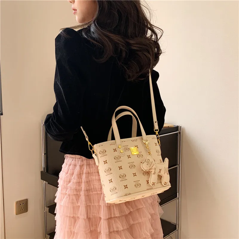 Yalu PU Handbag Women's White/Pink/Brown-4