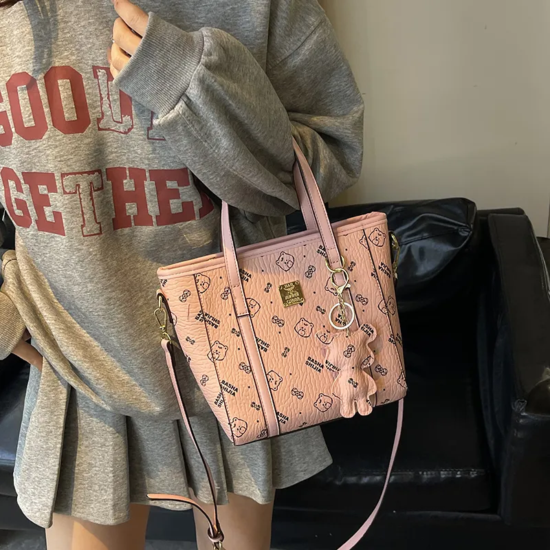 Yalu PU Tote One Shoulder Handbag Unisex Ecru/Black/Pink/Brown-8