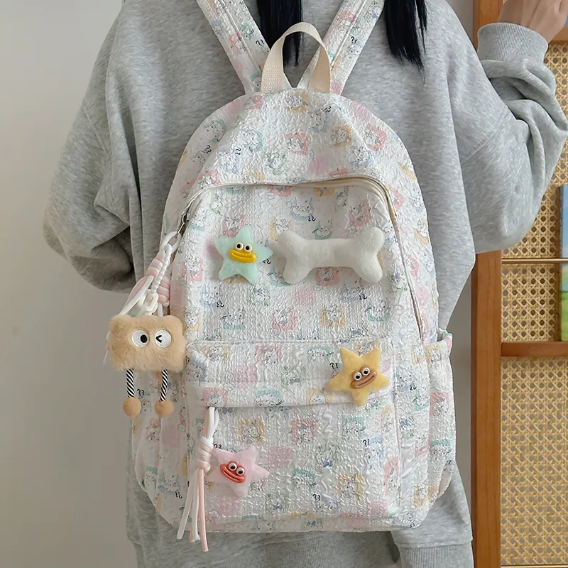 Yalu Nylon Backpack Unisex Puppy/Block/Monkey-3