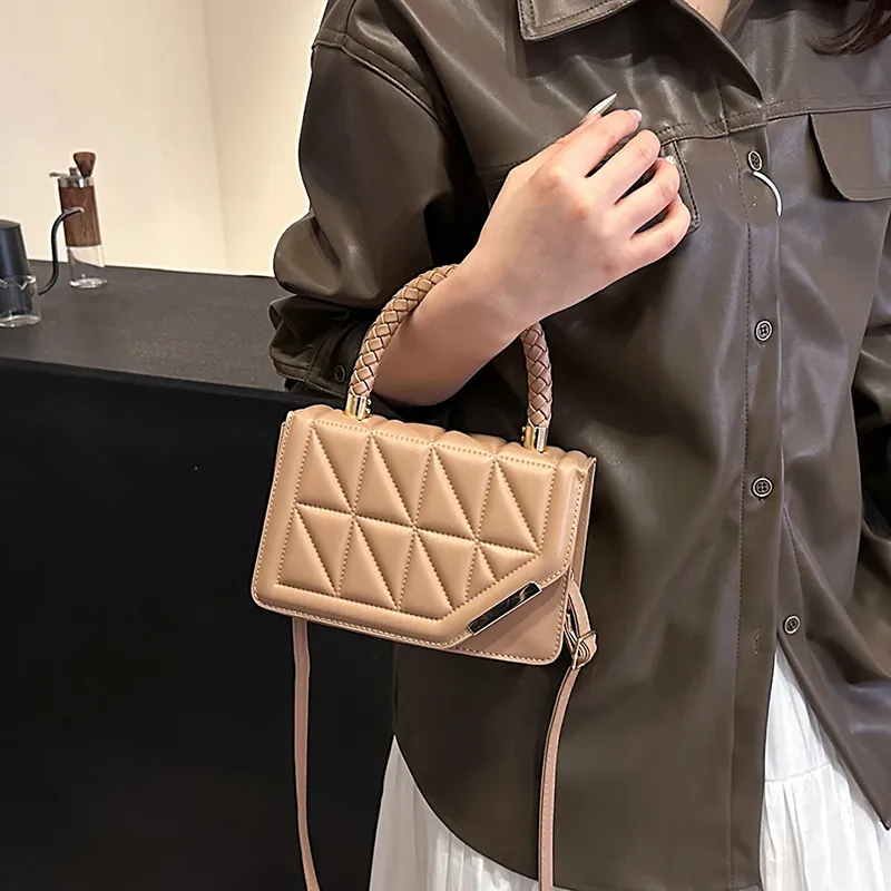 Yalu PU Crossbody One Shoulder Handbag Women's Black/Ecru/Rose Red/Khaki-16