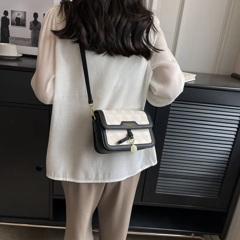 Yalu PVC Shoulder Bag, Crossbody Bag Unisex White/Black/Khaki & White/Black & White/Pink & White-20