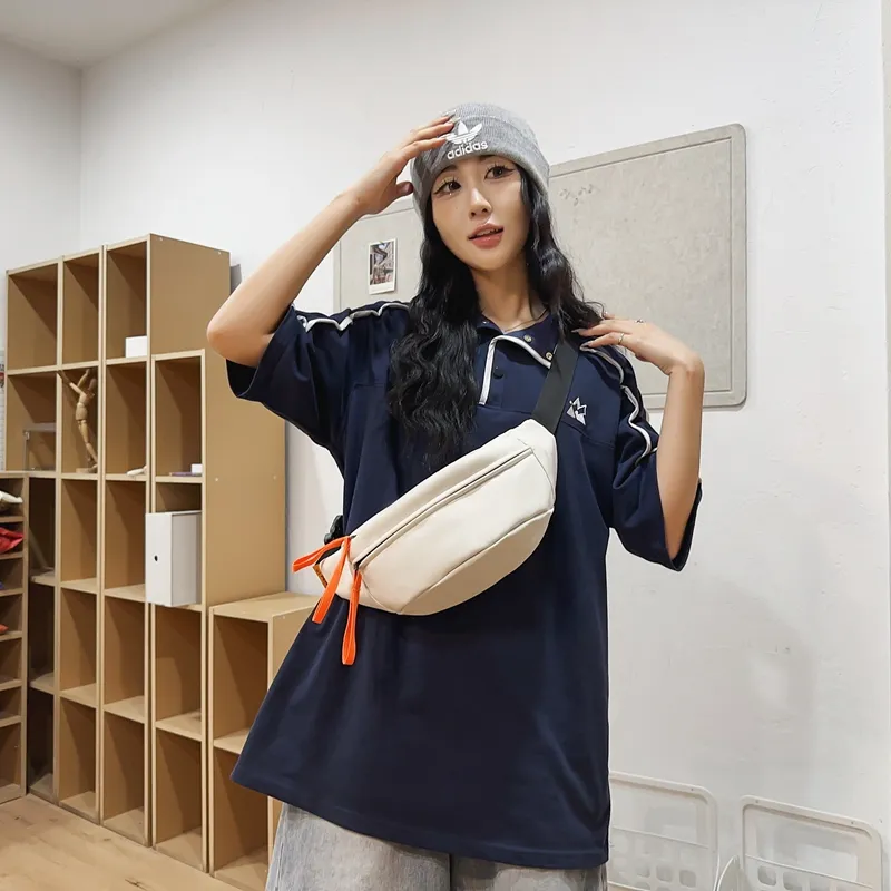 Yalu Nylon Sling Bag Unisex Ecru/Black/Orange Red/Khaki/Peacock Blue-4