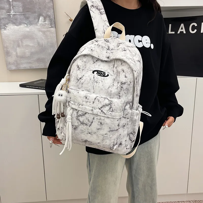 Yalu Nylon Backpack Unisex White/Red/Green/Black-2
