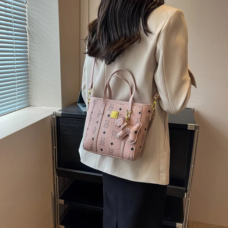 Yalu PU Tote Shoulder Bag, Crossbody Bag, Handbag Unisex Ecru/Black/Pink/Brown-10