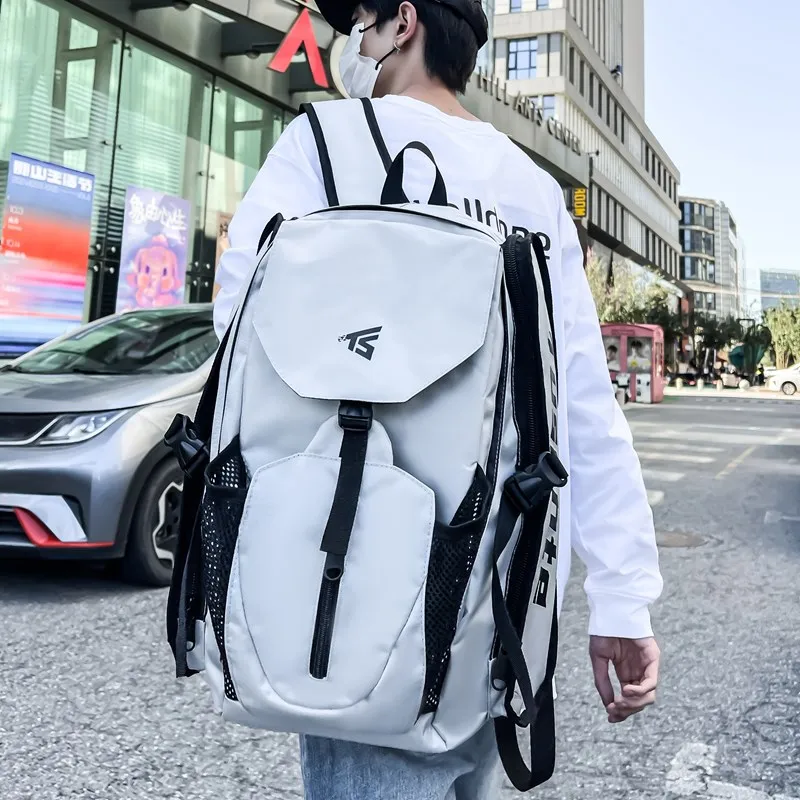 Yalu Oxford Backpack Unisex Light Gray/Dark Gray/Black/Red-2