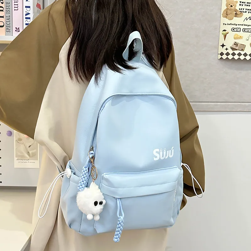 Yalu Nylon Backpack Unisex Black/Burgundy/Yellow/Light Blue/Pink-10