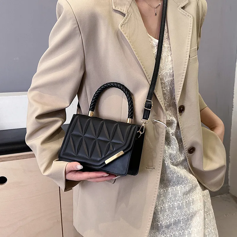 Yalu PU Crossbody One Shoulder Handbag Women's Black/Ecru/Rose Red/Khaki-4