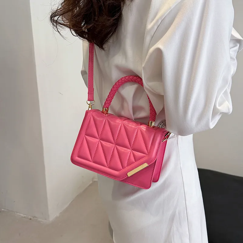 Yalu PU Crossbody One Shoulder Handbag Women's Black/Ecru/Rose Red/Khaki-13