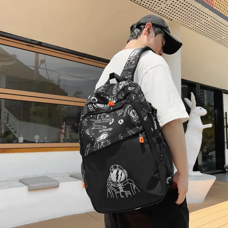 Yalu Nylon Backpack Unisex White/Black/Khaki-10