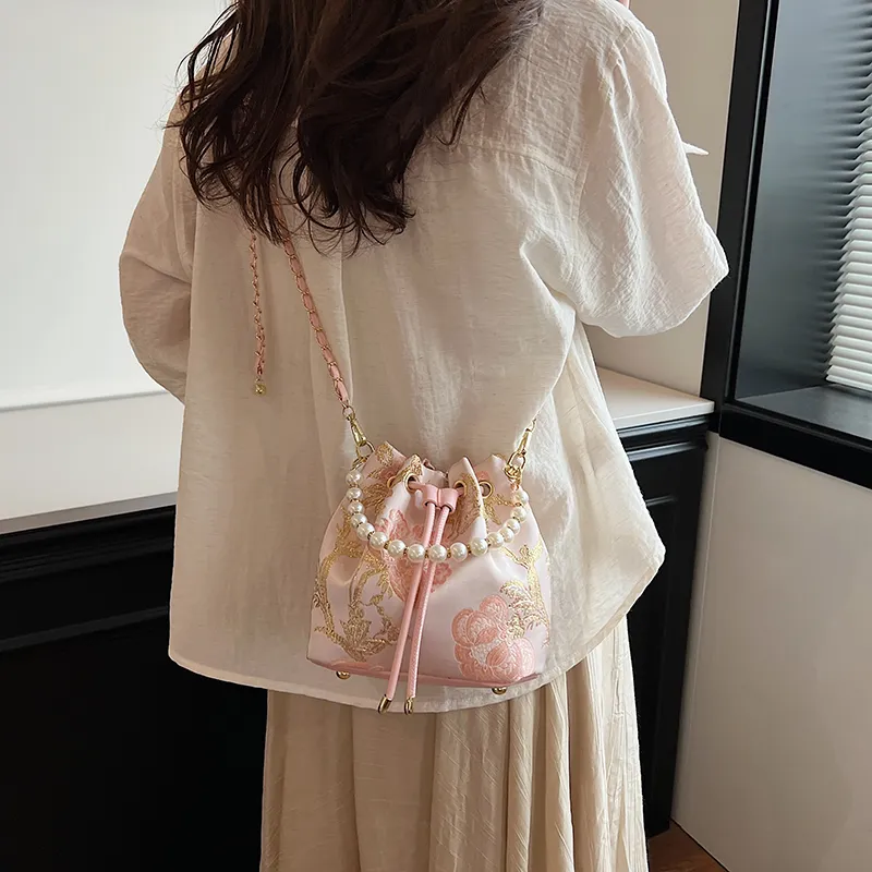 Yalu PU Bucket Bag, Crossbody Handbag Women's White/Ecru/Sky Blue/Pink-2
