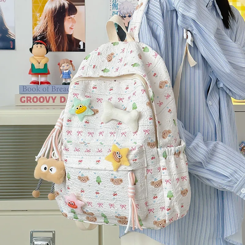 Yalu Nylon Backpack Unisex Puppy/Block/Monkey-13