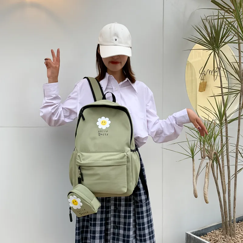 Yalu Canvas Backpack Unisex Black/Pink/Watermelon Red/Yellow/Green/Blue-23