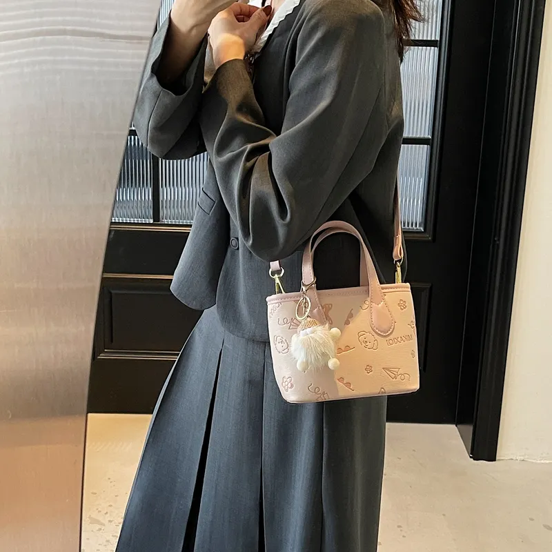 Yalu PU Handbag Regular Unisex White/Black/Pink/Brown-12