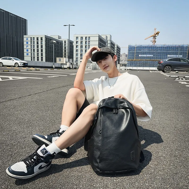 Yalu PU Backpack Unisex White/Gray/Black/Pink/Army Green/Blue-8