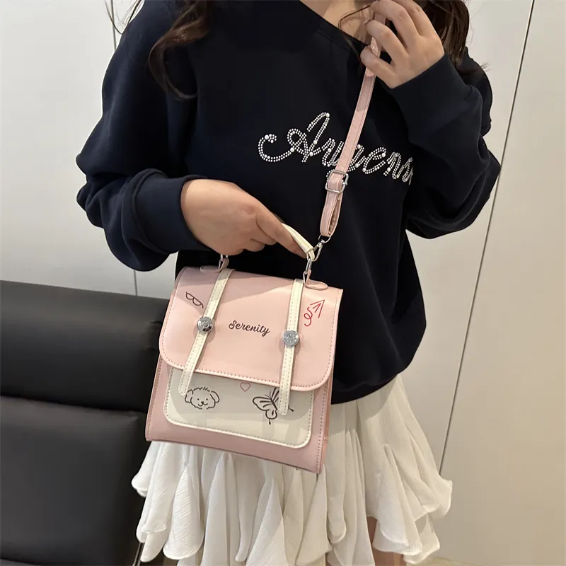 Yalu PU Backpack Unisex Blue/Pink/White/Black-5