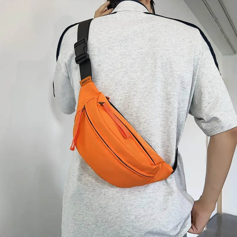 Yalu Nylon Sling Bag Unisex Ecru/Black/Orange Red/Khaki/Peacock Blue-13