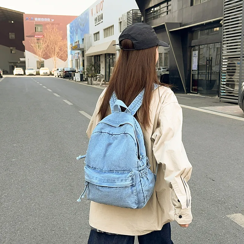 Yalu Denim Backpack Unisex Dark Blue/Gray/Blue-13