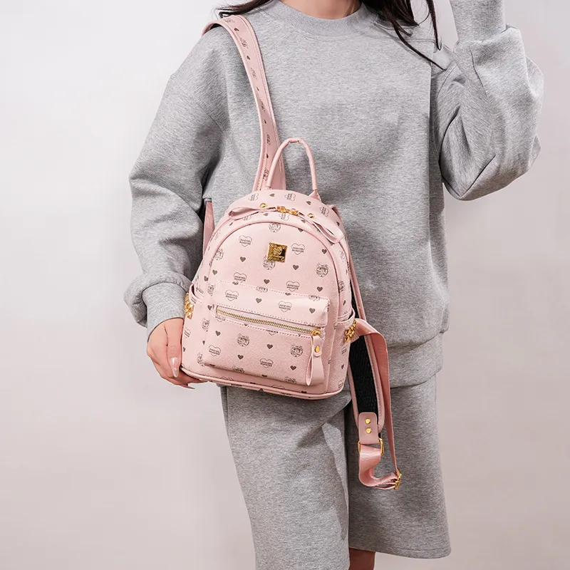 Yalu PU Backpack Regular Unisex White/Brown/Pink/Beige-19