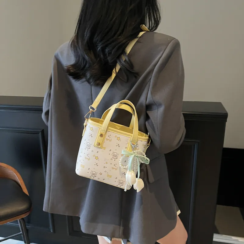 Yalu PU One Shoulder Handbag Unisex Yellow/Pink-6