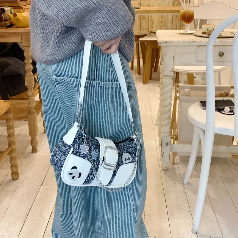 Yalu Fabric Shoulder Bag Regular Women's Black/Green/Blue-13