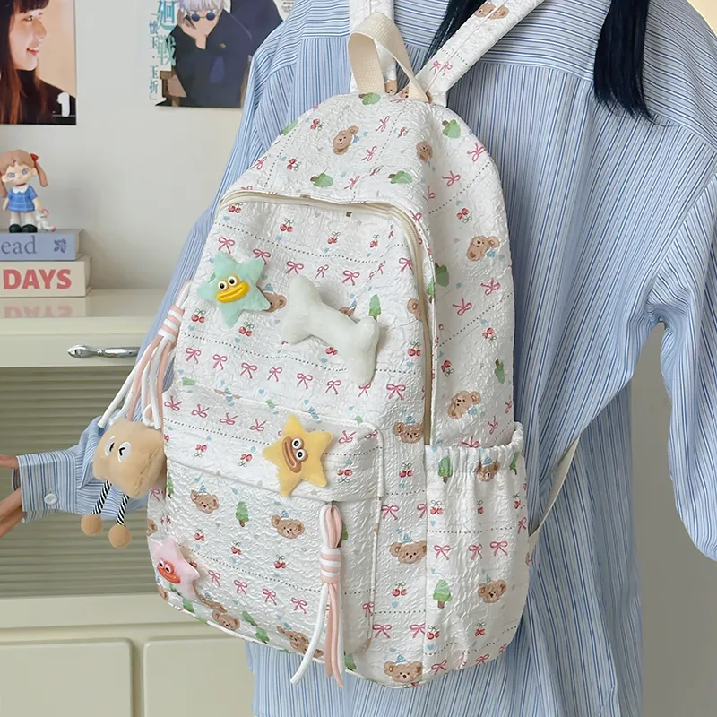 Yalu Nylon Backpack Unisex Puppy/Block/Monkey-11
