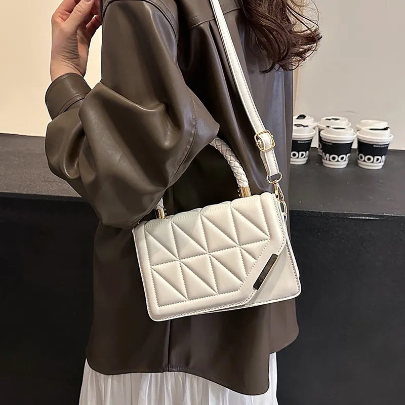 Yalu PU Crossbody One Shoulder Handbag Women's Black/Ecru/Rose Red/Khaki-6