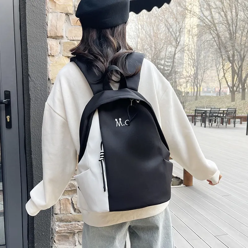 Yalu Nylon Fabric Backpack Unisex Black/Yellow/Orange/Green/Blue-1