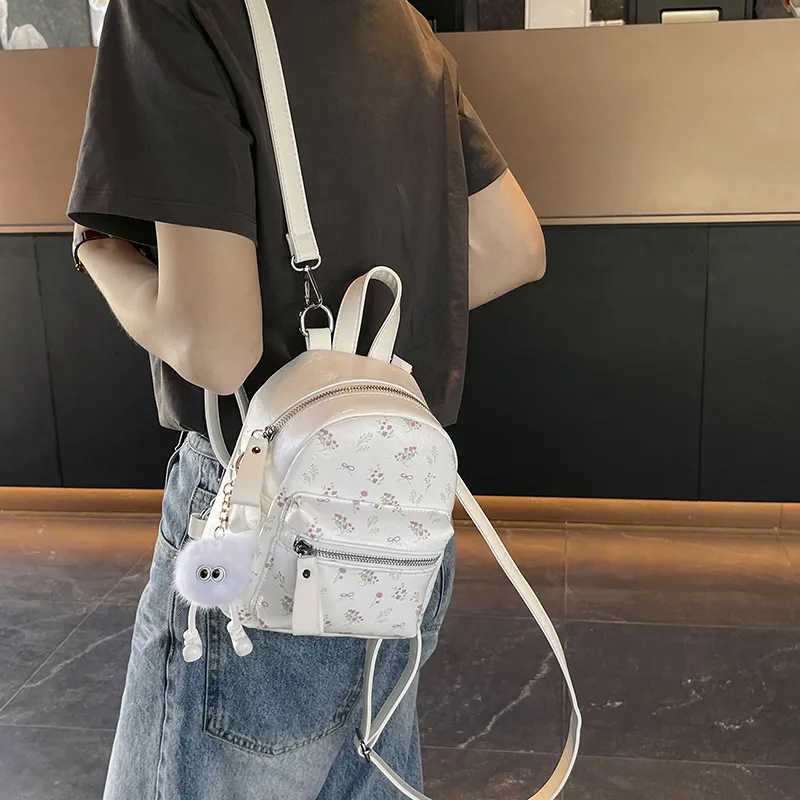 Yalu PU Backpack Unisex White/Silver/Black-2