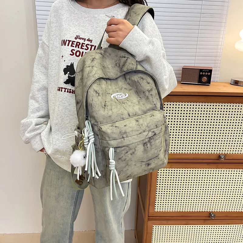 Yalu Nylon Backpack Unisex White/Red/Green/Black-14