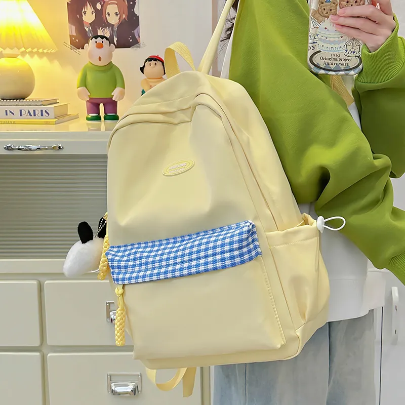 Yalu Nylon Backpack Unisex White/Black/Yellow/Orange/Green-10