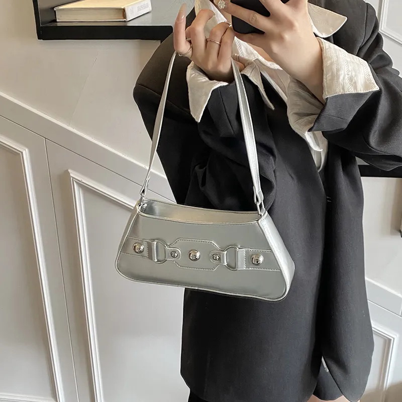 Yalu PU Shoulder Bag Women's Black/White/Silver/Gray/Blue/Pink-11