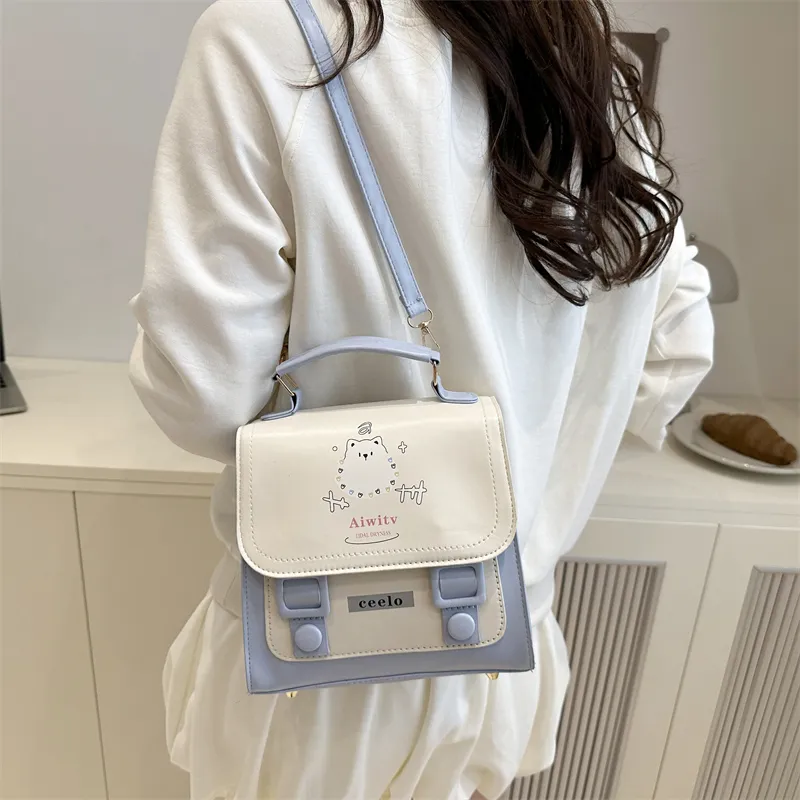 Yalu PU Backpack Unisex Blue/Pink-3