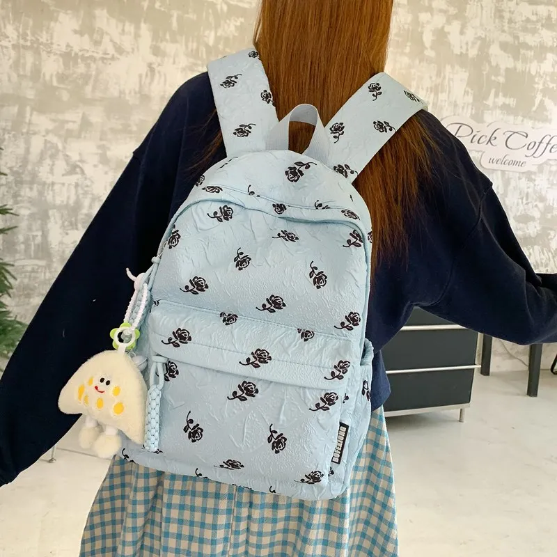 Yalu Nylon Fabric Backpack Regular Unisex Ecru/Black/Pink/Blue/Green-20