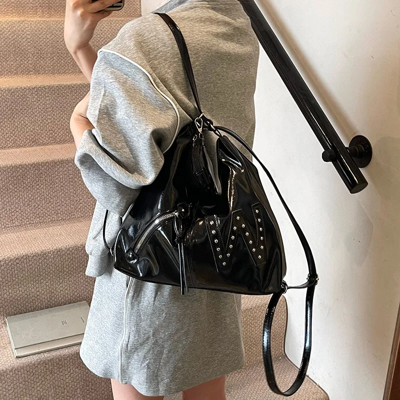 Yalu PU Backpack Shoulder Bag Regular Women's Black/White/Pink/Blue-5