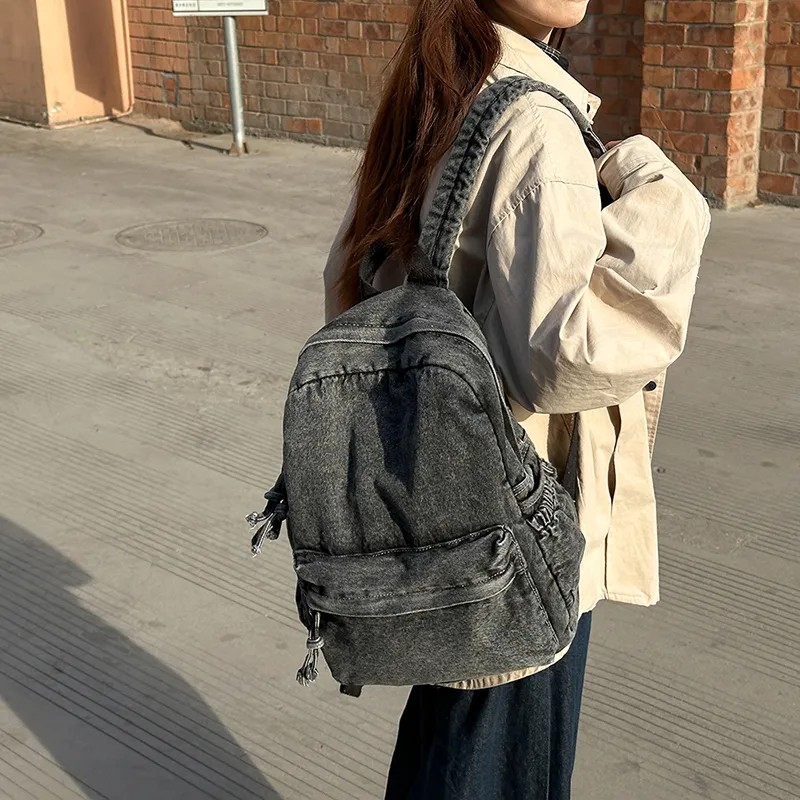 Yalu Denim Backpack Unisex Dark Blue/Gray/Blue-8