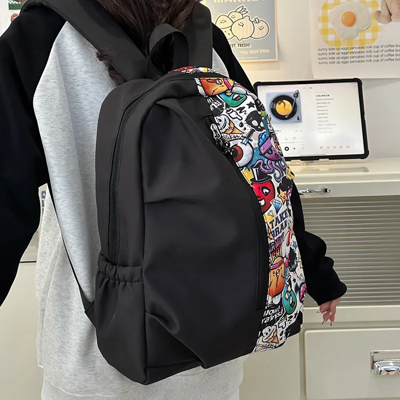 Yalu Nylon Backpack Regular Unisex White/Red/Green-6