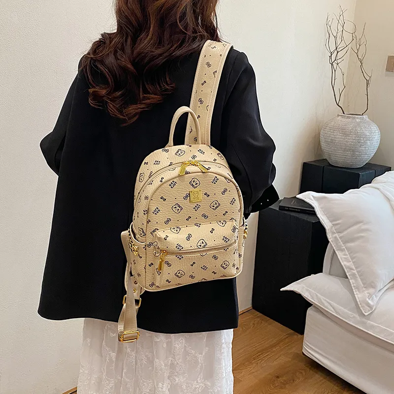 Yalu PU Backpack Tubas Women's Brown/White/Pink/Black-11