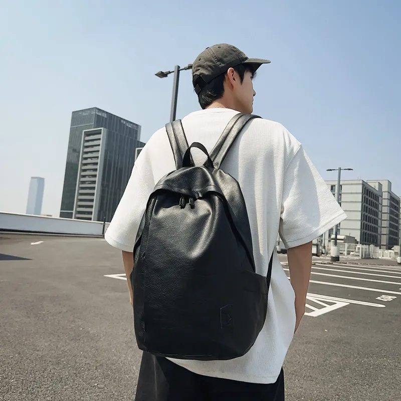 Yalu PU Backpack Unisex White/Gray/Black/Pink/Army Green/Blue-7