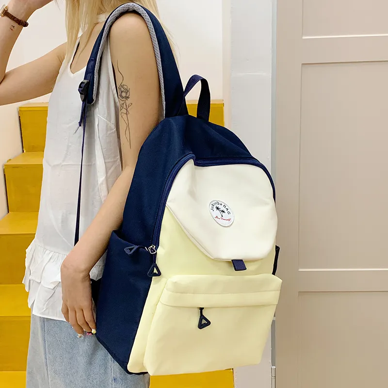 Yalu Nylon Fabric Backpack Unisex Green/Blue/Navy Blue/Pink-18