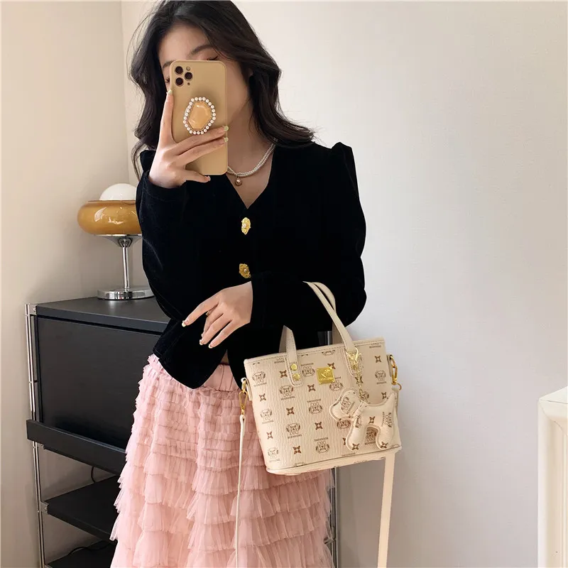 Yalu PU Handbag Women's White/Pink/Brown-1