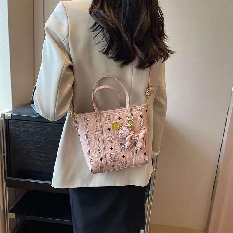 Yalu PU Tote Shoulder Bag, Crossbody Bag, Handbag Unisex Ecru/Black/Pink/Brown-12