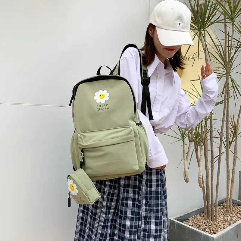 Yalu Canvas Backpack Unisex Black/Pink/Watermelon Red/Yellow/Green/Blue-27