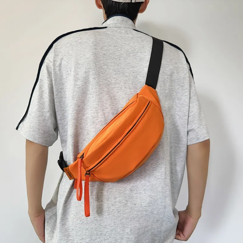 Yalu Nylon Sling Bag Unisex Ecru/Black/Orange Red/Khaki/Peacock Blue-15