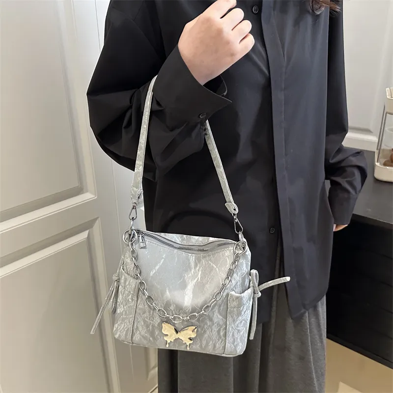 Yalu PU Shoulder Bag, Crossbody Bag Unisex White/Silver/Black/Pink/Green-9