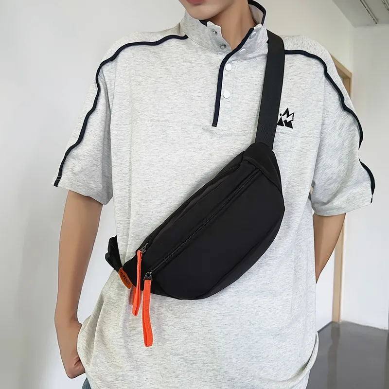 Yalu Nylon Sling Bag Unisex Ecru/Black/Orange Red/Khaki/Peacock Blue-8