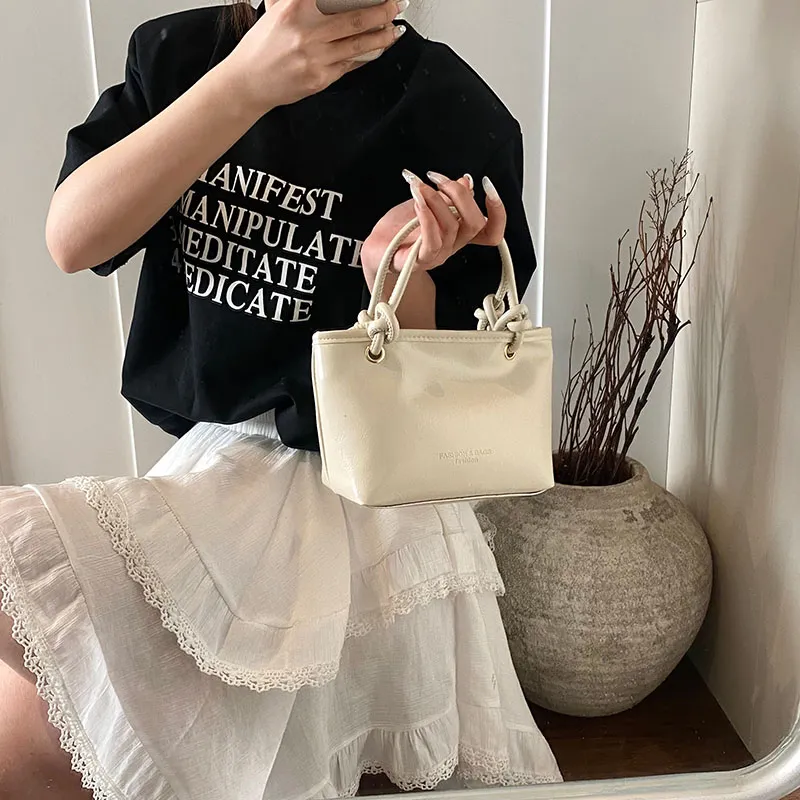 Yalu PU One Shoulder Handbag Unisex White & Coffee/Black/Pink/Coffee/Blue/White-4