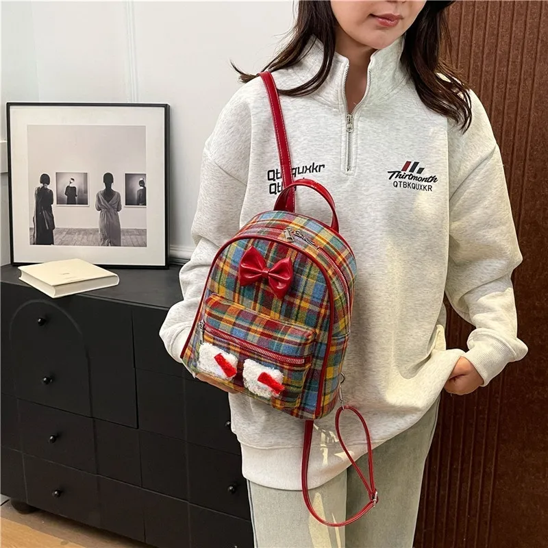 Yalu Woolen Backpack Regular Women's Red-1