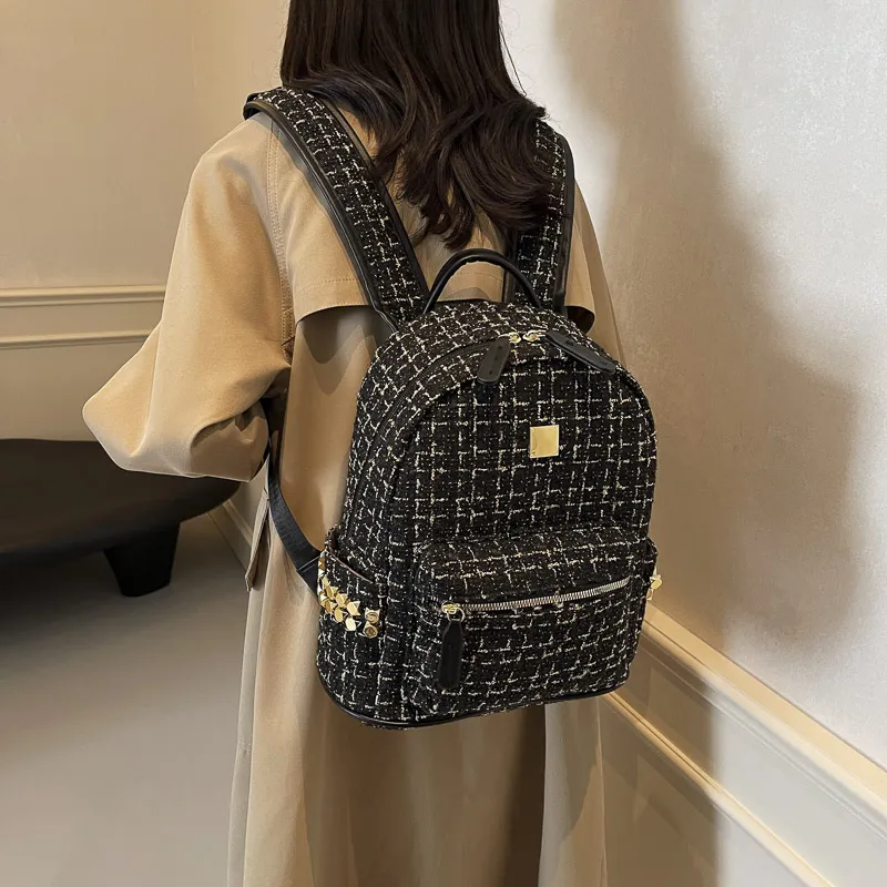 Yalu Polyester Cotton Blend Backpack Unisex White/Black-10
