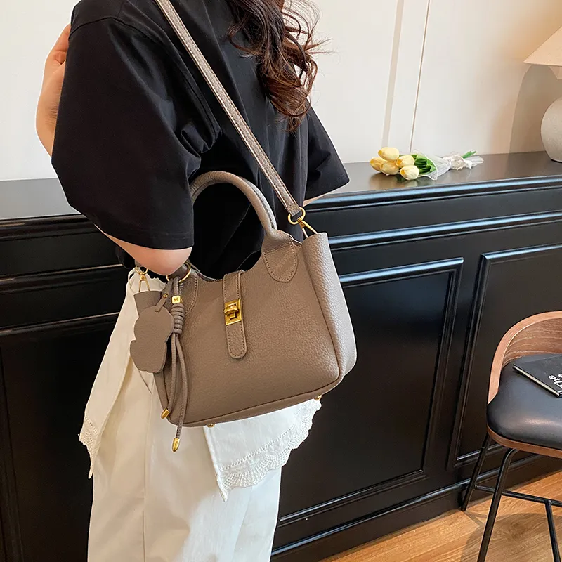 Yalu PU Shoulder Bag, Crossbody Bag, Handbag Unisex Ecru/Gray/Black/Pink-10